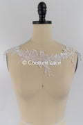 Floral bridal lace trim/ flowery lace edge for wedding dresses // T25-233