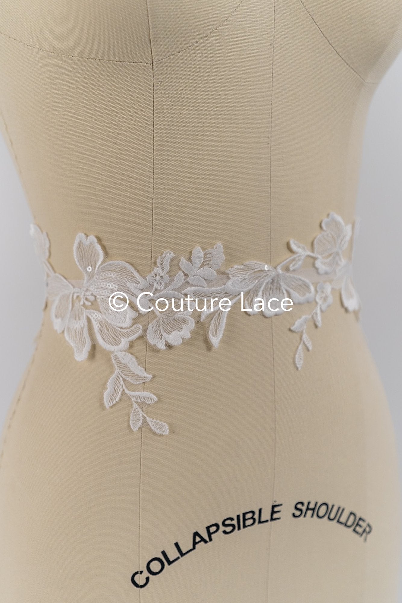 Floral bridal lace trim/ flowery lace edge for wedding dresses // T25-233