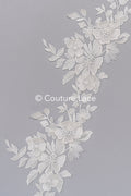 Floral 3D flower bridal lace trim/ flowery lace edge for wedding dresses // T25-234