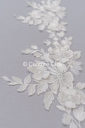 Floral 3D flower bridal lace trim/ flowery lace edge for wedding dresses // T25-234