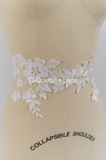 Fine bridal lace trim with floral pattern/ floral lace edge for wedding dresses // T25-235