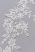 Fine bridal lace trim with floral pattern/ floral lace edge for wedding dresses // T25-236