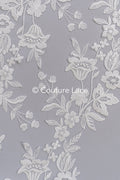 Fine bridal lace trim with floral pattern/ floral lace edge for wedding dresses // T25-236