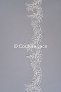Fine bridal lace trim with floral pattern/ floral lace edge for wedding dresses // T25-237