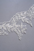 Fine bridal lace trim with floral pattern/ floral lace edge for wedding dresses // T25-237