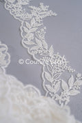 Fine bridal lace trim with floral pattern/ floral lace edge for wedding dresses // T25-237