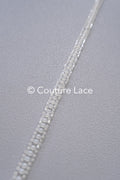 Heavy embroidered bridal lace trim / beaded lace edge for straps or bridal belt // T25-239