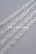 Heavy embroidered bridal lace trim / beaded lace edge for straps or bridal belt // T25-239
