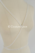 Heavy embroidered bridal lace trim / beaded lace edge for straps or bridal belt // T25-239
