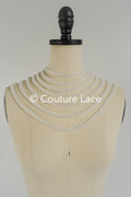 Heavy embroidered bridal lace trim / beaded lace edge for straps or bridal belt // T25-239