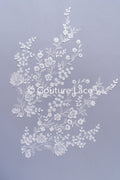 Applikation weiß mit Perlen & Pailletten/ Hochzeitskleid Spitzenapplikation/ Braut Applikation// A24-062B