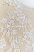 Applikation weiß mit Perlen & Pailletten/ Hochzeitskleid Spitzenapplikation/ Braut Applikation// A24-062B