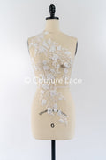 Romantische Applikation off-white/ Brautapplikation mit Blumen/ Brautkleid Spitzenapplikation/ Brautspitze Applikation// A24-376