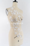 Romantische Applikation off-white/ Brautapplikation mit Blumen/ Brautkleid Spitzenapplikation/ Brautspitze Applikation// A24-376