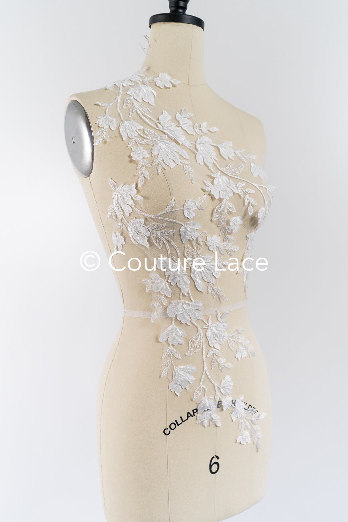 Romantische Applikation off-white/ Brautapplikation mit Blumen/ Brautkleid Spitzenapplikation/ Brautspitze Applikation// A24-376