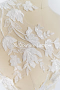 Romantische Applikation off-white/ Brautapplikation mit Blumen/ Brautkleid Spitzenapplikation/ Brautspitze Applikation// A24-376