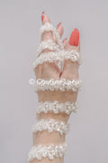 Heavy embroidered bridal lace trim / beaded lace edge for straps or bridal belt // T25-241