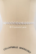 Heavy embroidered bridal lace trim / beaded lace edge for straps or bridal belt // T25-241