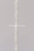 Heavy embroidered bridal lace trim / beaded lace edge for straps or bridal belt // T25-242