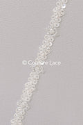 Heavy embroidered bridal lace trim / beaded lace edge for straps or bridal belt // T25-242