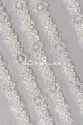 Heavy embroidered bridal lace trim / beaded lace edge for straps or bridal belt // T25-242