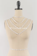 Heavy embroidered bridal lace trim / beaded lace edge for straps or bridal belt // T25-242