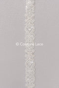 Heavy embroidered bridal lace trim / beaded lace edge for straps or bridal belt // T25-243