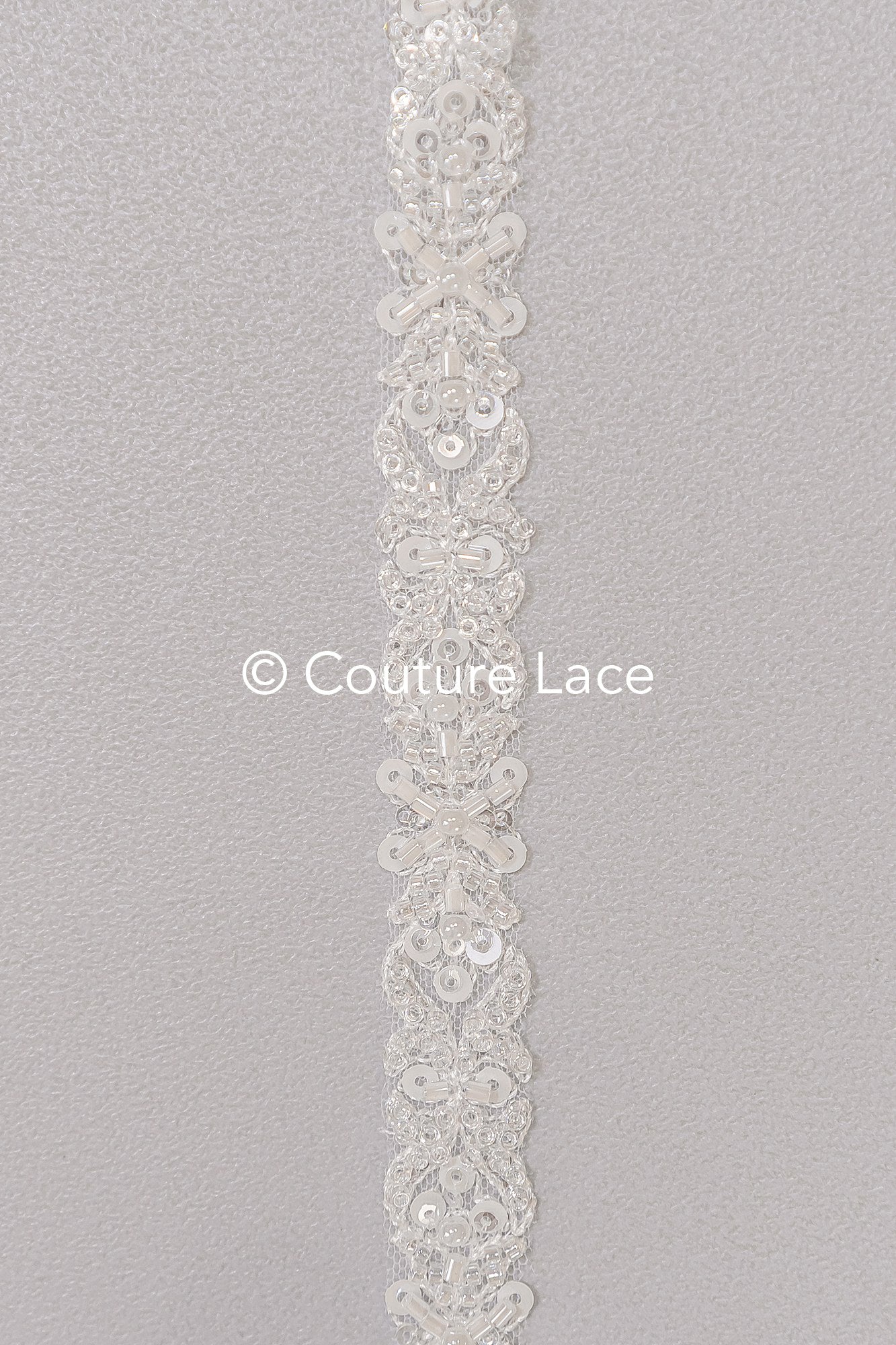 Heavy embroidered bridal lace trim / beaded lace edge for straps or bridal belt // T25-243