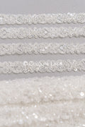 Heavy embroidered bridal lace trim / beaded lace edge for straps or bridal belt // T25-243