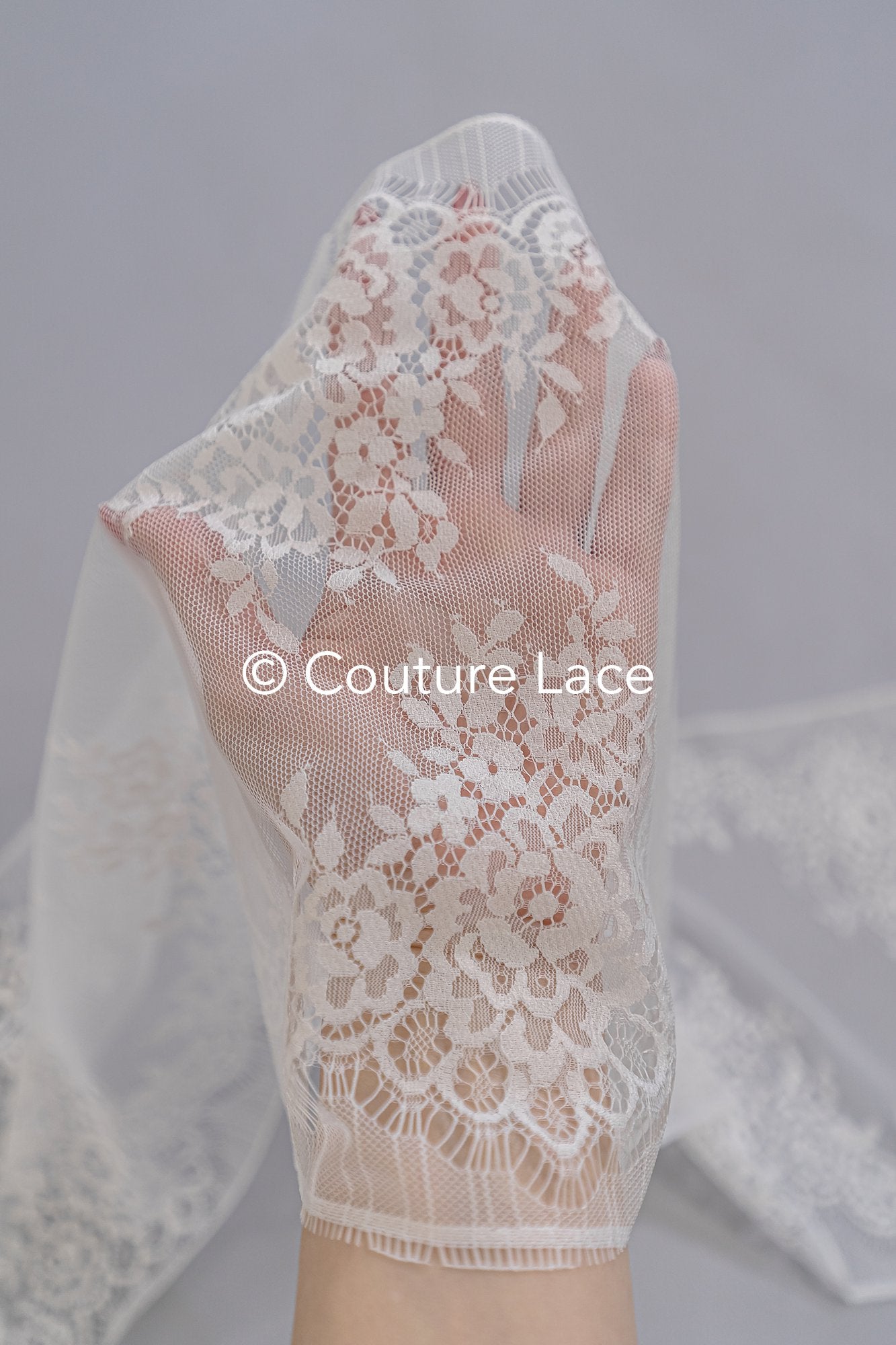 3 mètres de galon de dentelle florale française / Galon de dentelle Chantilly française pour mariée // T26-254