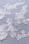 Brautspitzenapplikationen mit 3D Blumen/ Brautkleid Spitzenverzierungen mit Perlen// A24-465