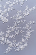Brautspitzenapplikationen mit 3D Blumen/ Brautkleid Spitzenverzierungen mit Perlen// A24-468