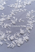 Brautspitzenapplikationen mit 3D Blumen/ Brautkleid Spitzenverzierungen mit Perlen// A24-468