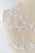 Brautspitzenapplikationen mit 3D Blumen/ Brautkleid Spitzenverzierungen mit Perlen// A24-468