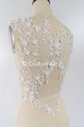 Brautspitzenapplikationen mit 3D Blumen/ Brautkleid Spitzenverzierungen mit Perlen// A24-468
