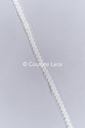 Heavy embroidered bridal lace trim / beaded lace edge for straps or bridal belt // T25-258