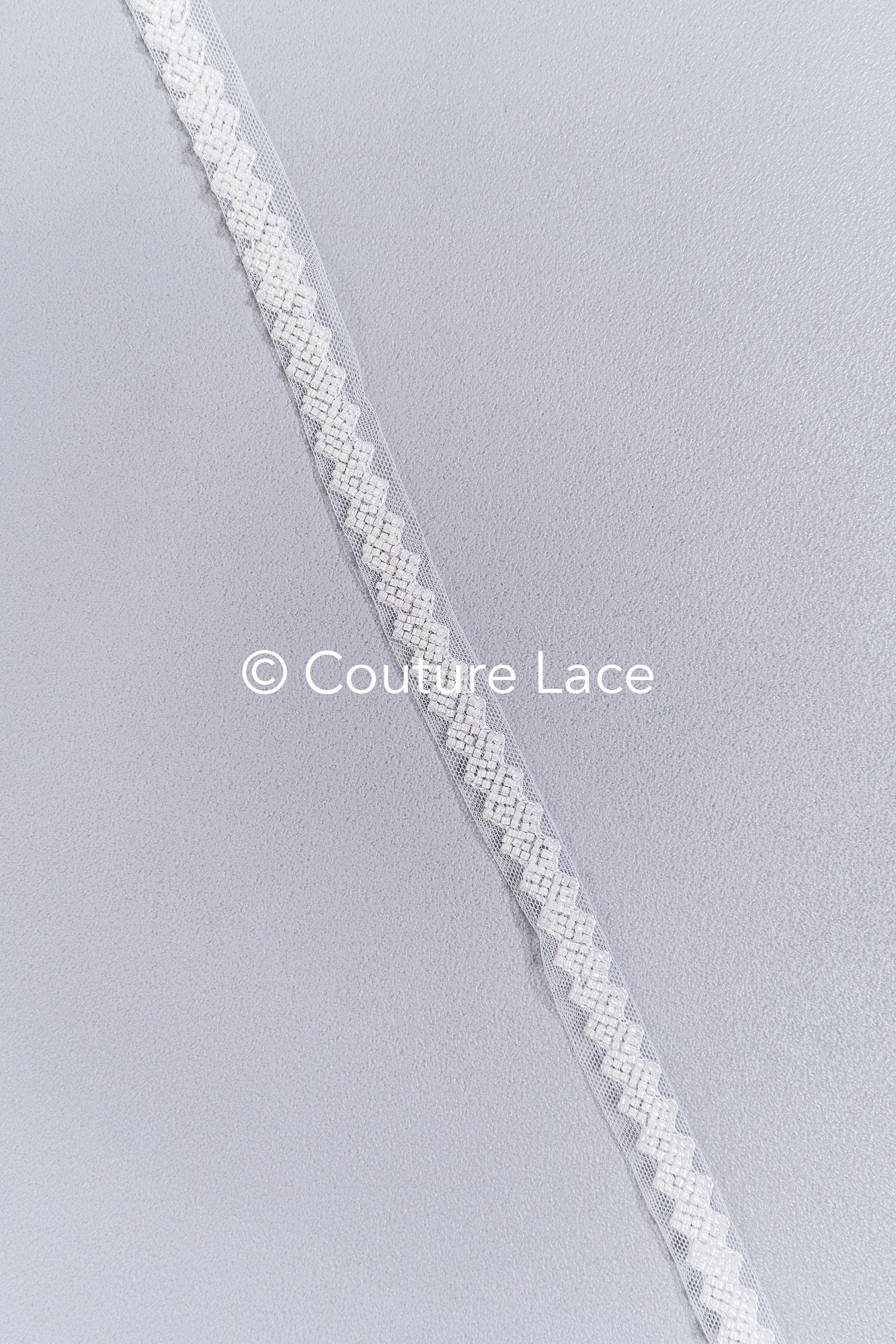 Heavy embroidered bridal lace trim / beaded lace edge for straps or bridal belt // T25-258
