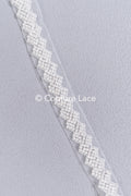 Heavy embroidered bridal lace trim / beaded lace edge for straps or bridal belt // T25-258