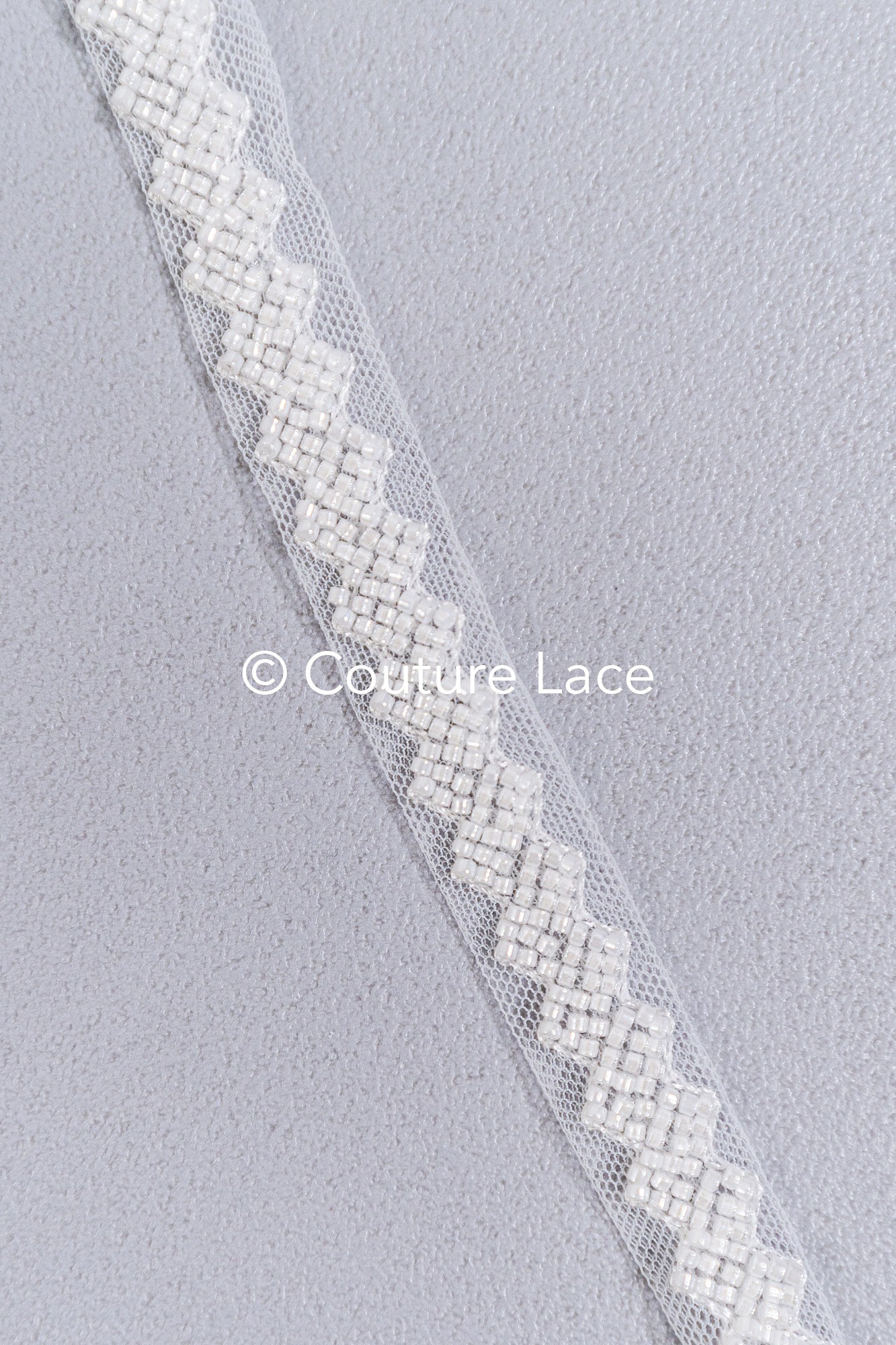 Heavy embroidered bridal lace trim / beaded lace edge for straps or bridal belt // T25-258