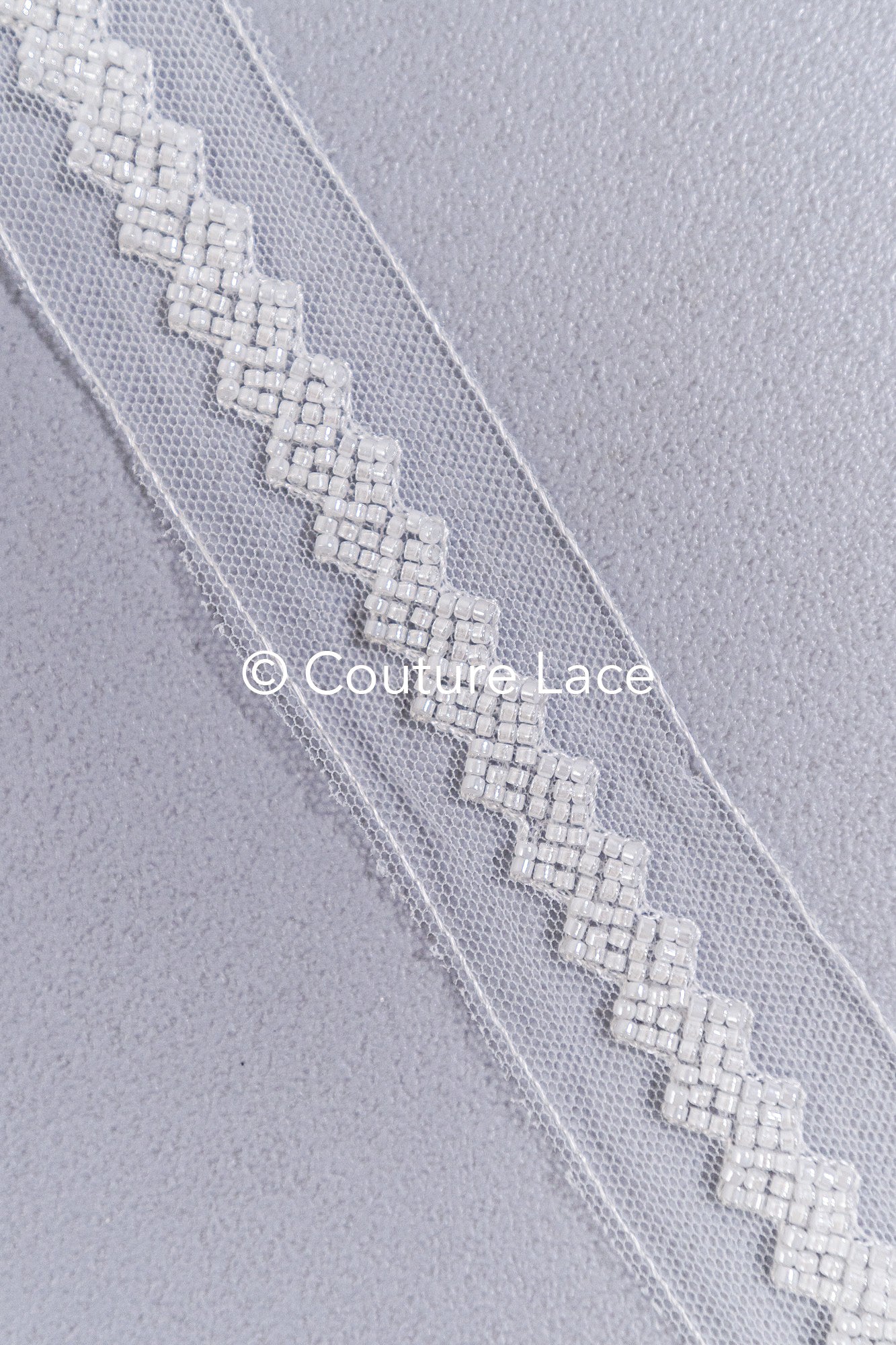 Heavy embroidered bridal lace trim / beaded lace edge for straps or bridal belt // T25-258