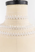 Heavy embroidered bridal lace trim / beaded lace edge for straps or bridal belt // T25-258