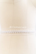 Heavy embroidered bridal lace trim / beaded lace edge for straps or bridal belt // T25-258