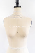 Heavy embroidered bridal lace trim / beaded lace edge for straps or bridal belt // T25-258
