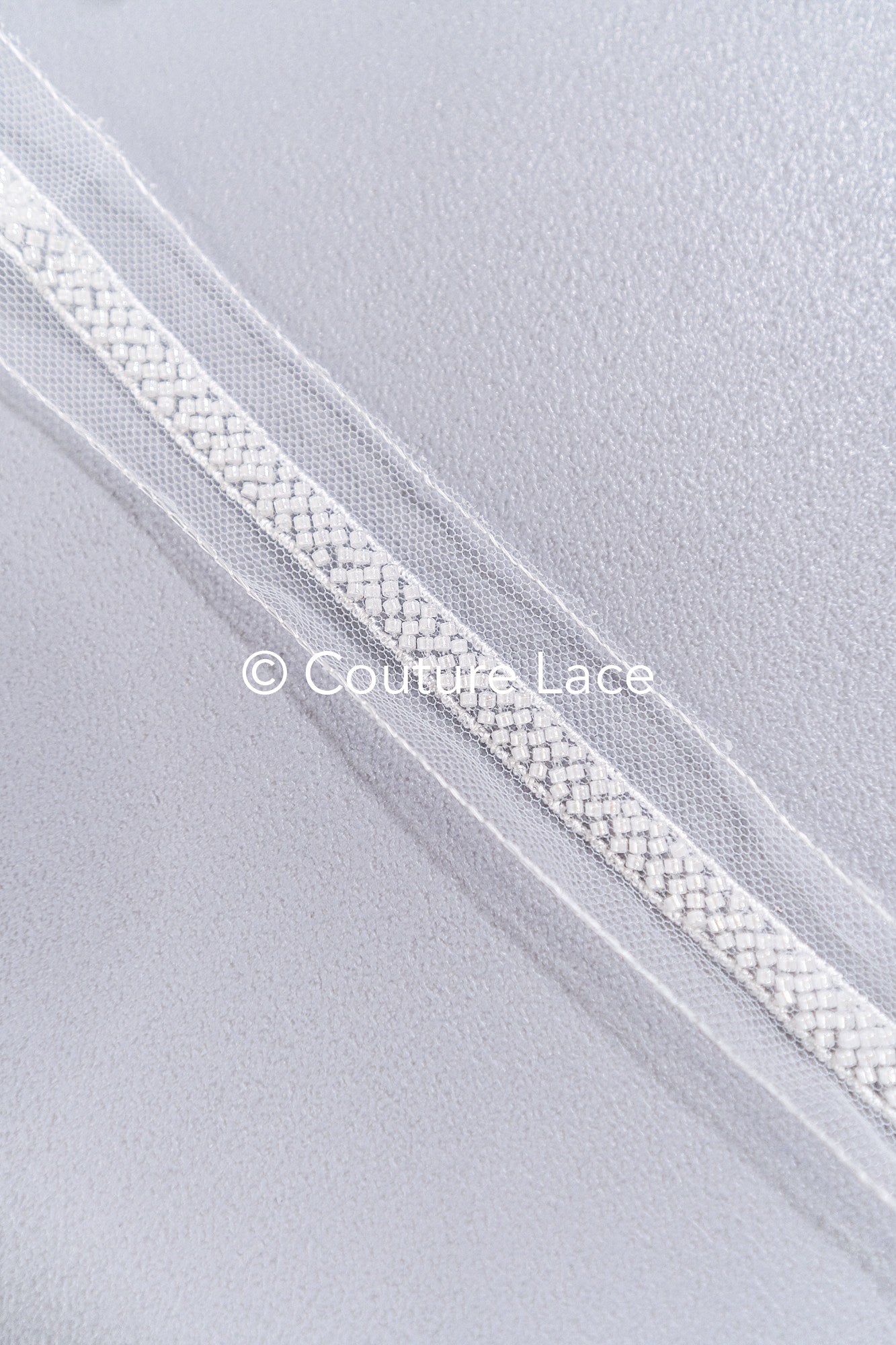 Heavy embroidered bridal lace trim / beaded lace edge for straps or bridal belt // T25-259