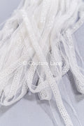 Heavy embroidered bridal lace trim / beaded lace edge for straps or bridal belt // T25-259