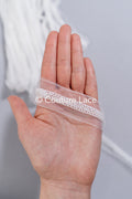 Heavy embroidered bridal lace trim / beaded lace edge for straps or bridal belt // T25-259