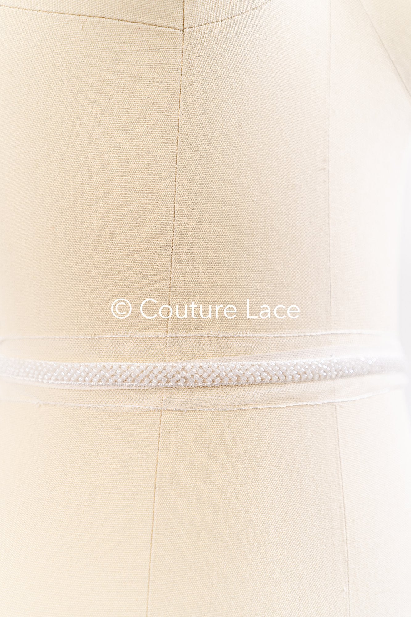 Heavy embroidered bridal lace trim / beaded lace edge for straps or bridal belt // T25-259