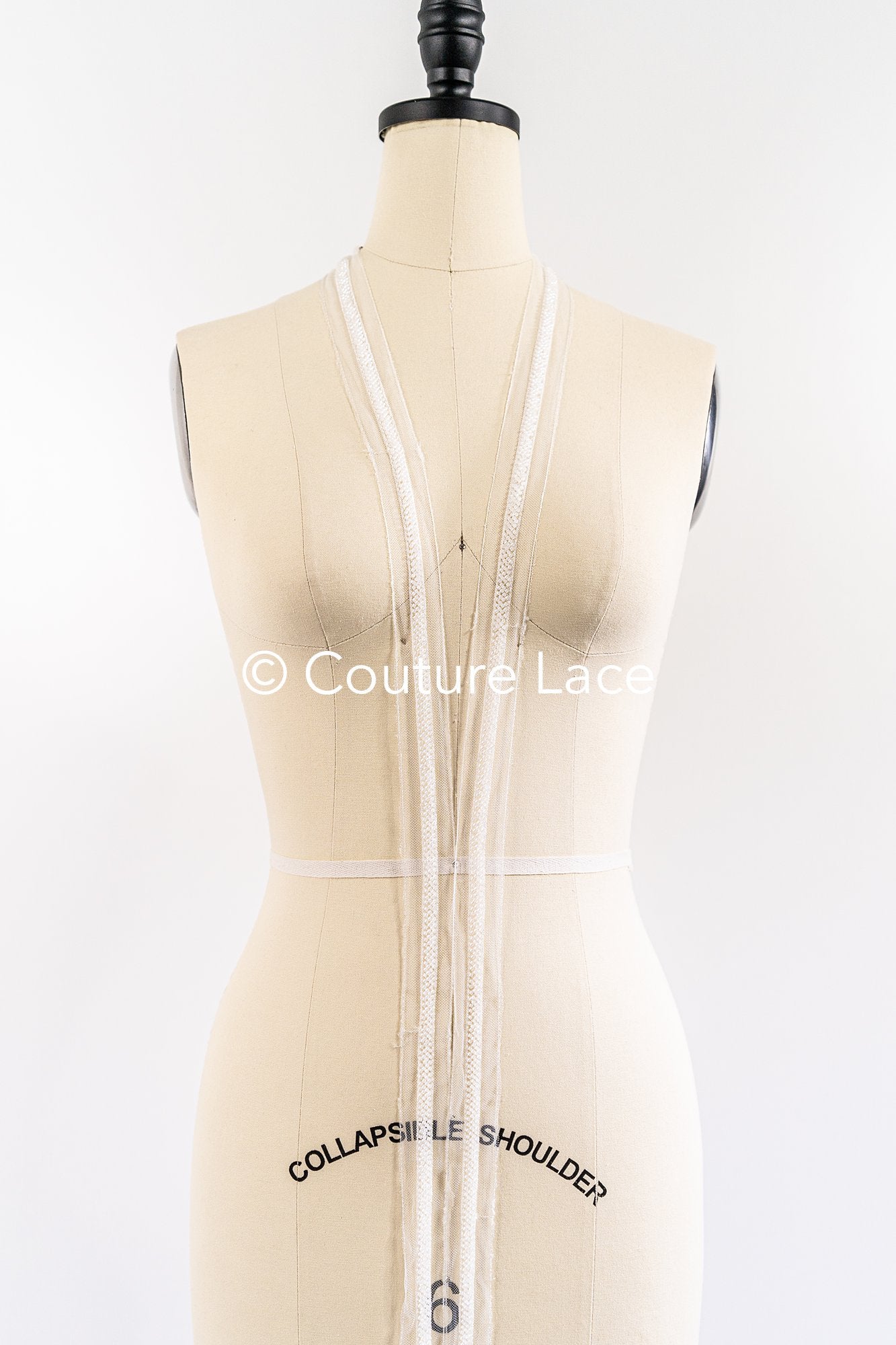 Heavy embroidered bridal lace trim / beaded lace edge for straps or bridal belt // T25-259