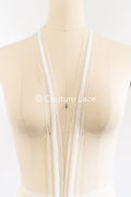 Heavy embroidered bridal lace trim / beaded lace edge for straps or bridal belt // T25-259