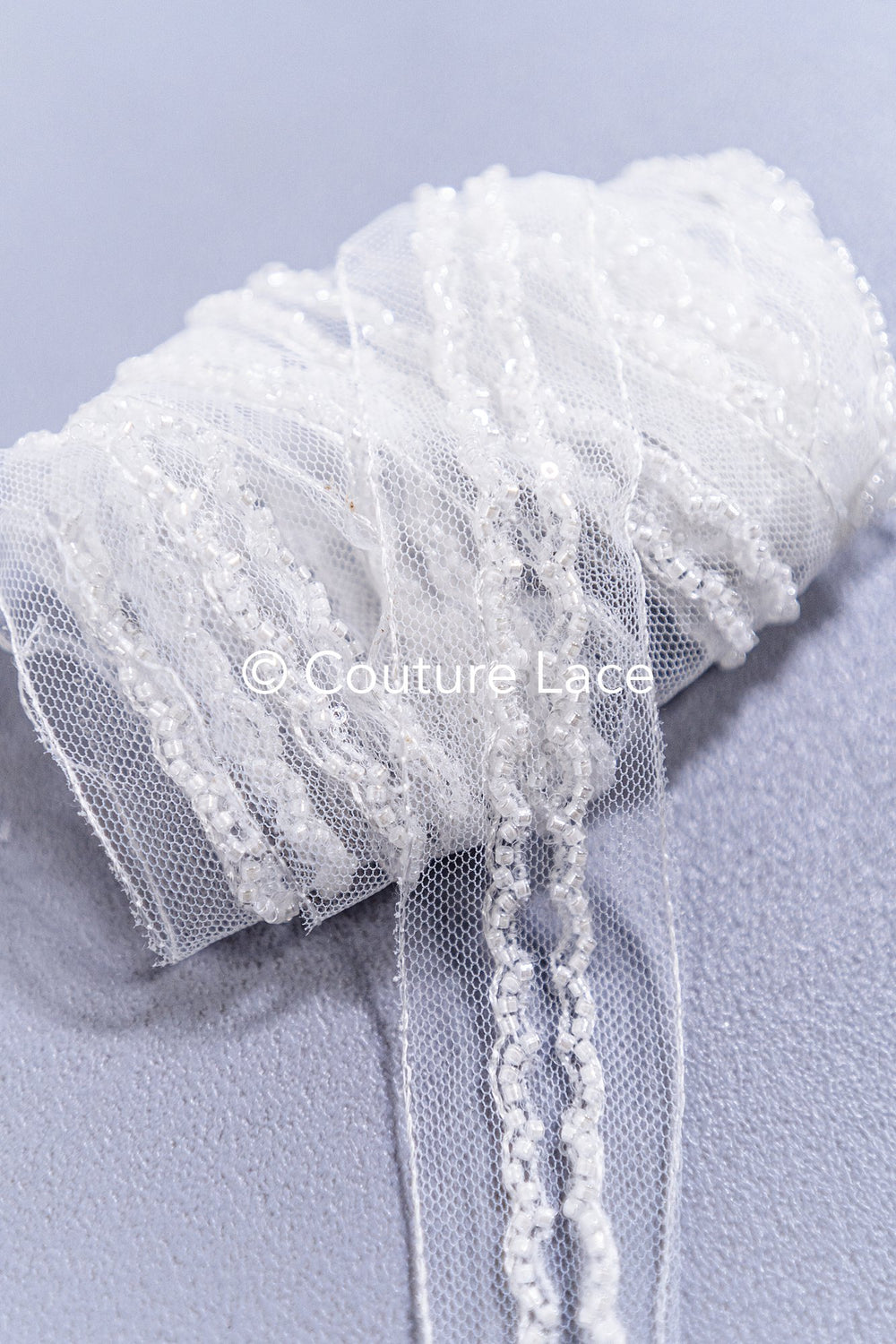 Heavy embroidered bridal lace trim / beaded lace edge for straps or bridal belt // T25-260